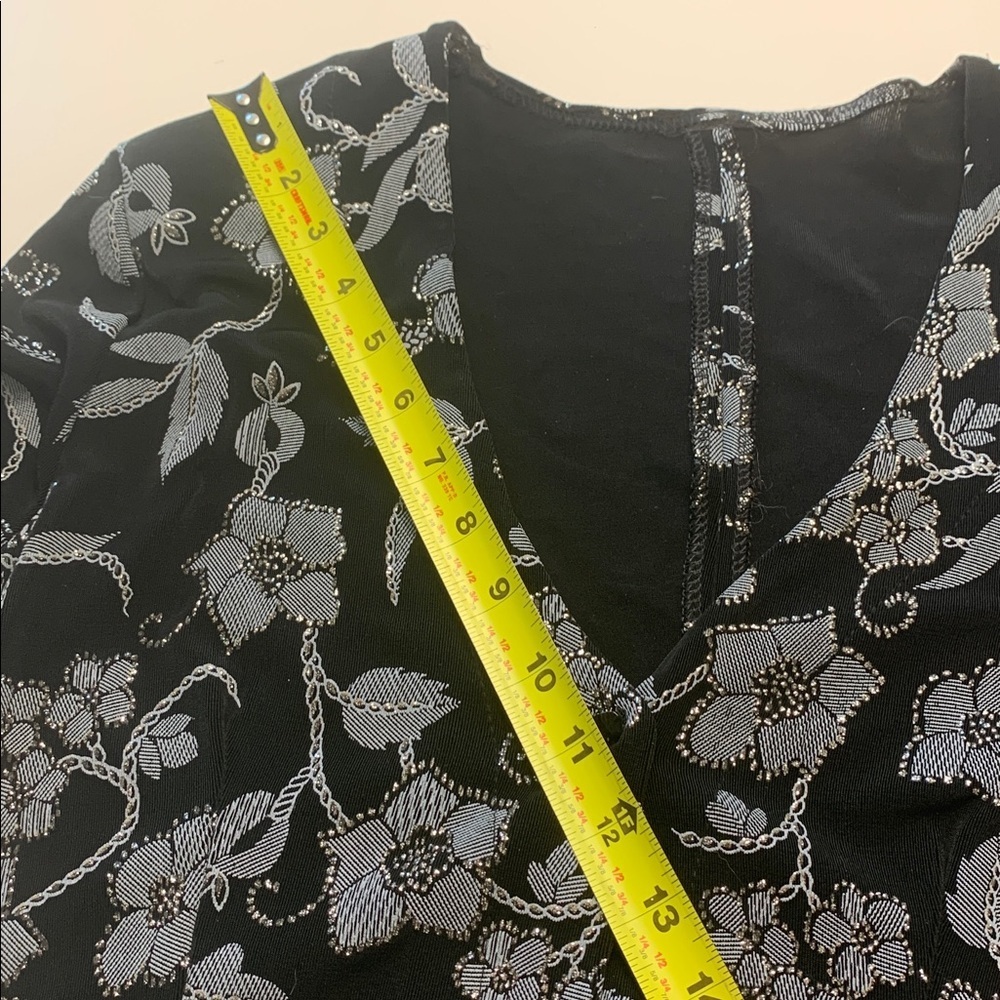 Black w Blue Grey Embellishments and Sparkles Long Sleeve Formal Jacket - Picture 7 of 14